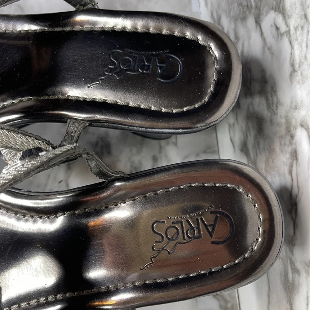 Carlos by Carlos Santana Women Pewter Kona Wedge Sandal Size 6.5